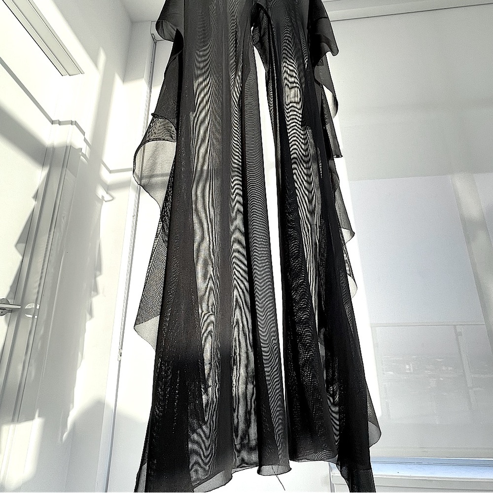 See Through Ruffle Coverup - Black